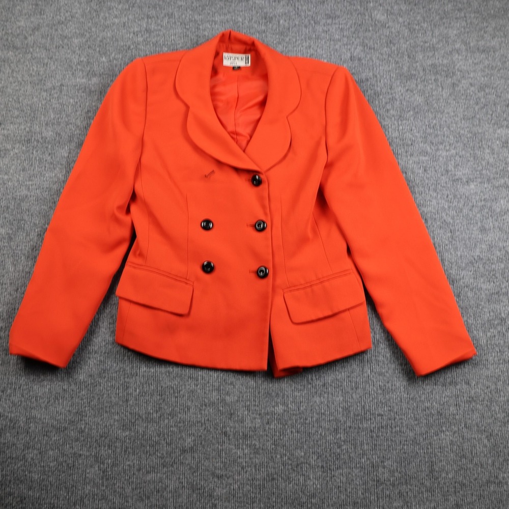 Kasper ASL Blazer Womens 6 Orange Double Breasted Jacket Lined Career Workwear